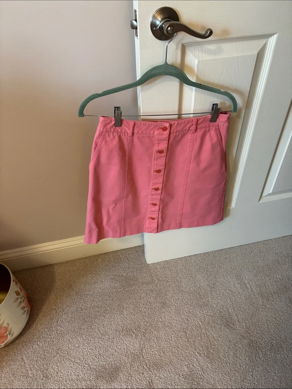 Pink Button-Front Mini Skirt EUC